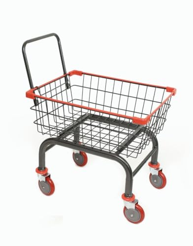 Heavy Duty Laundry and Grocery 1.8 Bushel Cart with U-Handle, 5" Wheel (Red) - color: Red