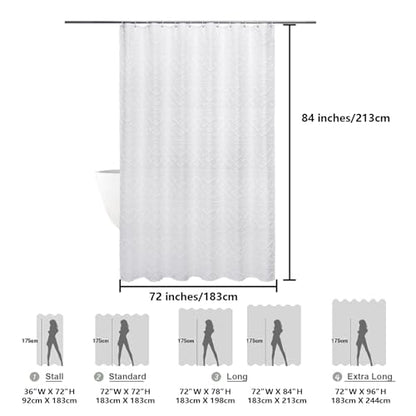 White Boho Shower Curtains 72x84 Inches, Modern Plaid Stripes Cloth Shower Curtain for Bathroom, Chic Tufted Textured Jacquard Shower Curtains, Farmhouse Fabric Shower Curtains - color: White, size: 72"W x 84"L (Pack of 1)