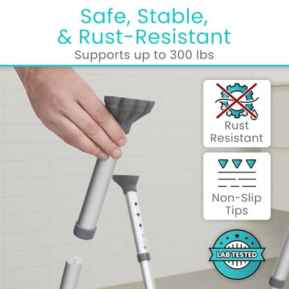 Vive Shower Chair for Elderly & Disabled - Handicap Bath Chair with Arms & U-Shape - Foldable, Adjustable Height - Padded Soaking w/Back & Drain Hole - Portable, Non-Slip, Safe Disability Aid | U-Shape - Foldable, Adjustable Height - Padded Soaking w/Back