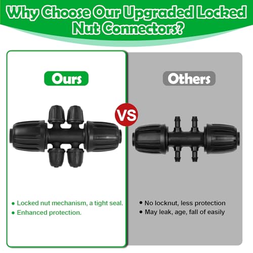 1/2 Inch To 1/4 Drip Irrigation Fittings - 8 Pack Drip Line Irrigation 1/2'' to 1/4'' Barbed Tee Adapter Anti-Drop Lock Nut Barbed Reducer 6 Way Connectors for Drip Irrigation System - size: 1/2" 6 Way Tee