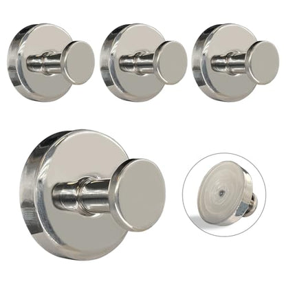 Suction Cup Hooks for Shower - 4 Pack, Chrome - Stainless Steel, Strong Suction, No Drill, Removable Hanger, Tile Bathroom Kitchen Wall, Glass Door, Mirror Hook Hanging Robe, Towel Holder - color: Chrome