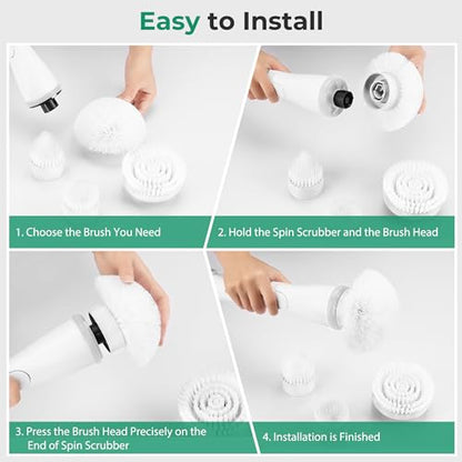 kHelfer Brush Head 4 Pack, 4 Pcs Replacement Brushes forKH8 Serious Spin Scrubber, Cordless Spin Scrubber Power Cleaning Brush for Bathroom Floor
