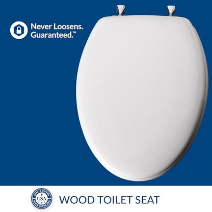 MAYFAIR 1844CP 000 Toilet Seat with Chrome Hinges will Never Come Loose, ELONGATE, White (Pack of 2) - size: Elongated (Pack of 2), style: Chrome Hinge