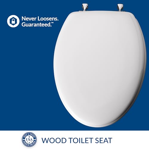 MAYFAIR 1844CP 000 Toilet Seat with Chrome Hinges will Never Come Loose, ELONGATE , White - size: Elongated, style: Chrome Hinge