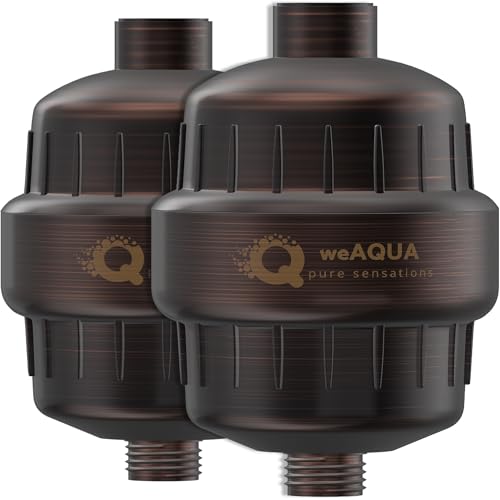 weAQUA Heavy Duty Shower Filter Family 2 PACK – 99% Removal for Hard Water, Chlorine, Fluoride, Heavy Metals, Micro-life, Organics and More (Oil Rubbed Bronze) - color: 2 Pack Family - Oil Rubbed Bronze