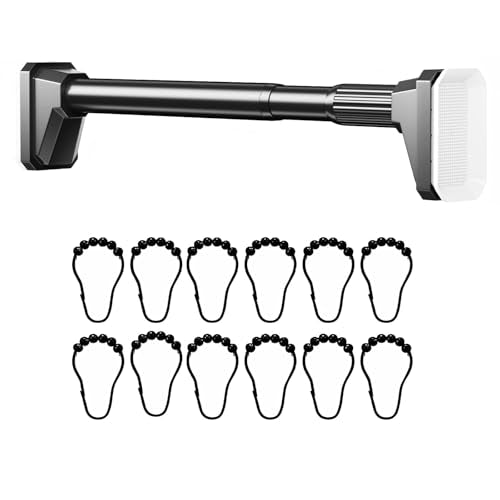 Black Shower Curtain Rod 27-47 Inch, Heavy Duty Stainless Steel Tension Rod, No Drilling - color: Black, size: 27-47 Inches