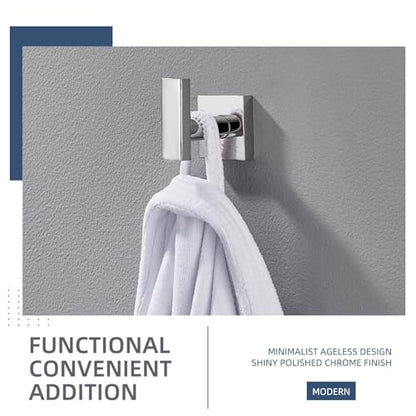 Angle Simple Bathroom Towel Hook, Square Robe Coat Hook, Polished Chrome | Solid SUS304 Stainless Steel, Modern & Heavy Duty Bath Towel Holder, for Shower Kitchen Entryway, Screws Wall Mount - color: Polished Chrome