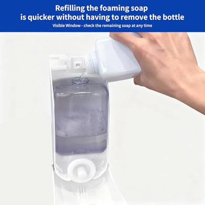 Manual Foaming Soap Dispenser, 1000ml, Pearl White | No-Drill, Wall Mounted, Large Viewing Window, Super Easy Refills, Commercial & Home - color: Pearl White