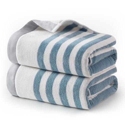 ecolook Blue Bath Towel Set of 2, 27.5x59 inch Microfiber Bath Towels for Body, Absorbent & Soft Large Shower Towels for Bathroom,Hotel,Spa-Blue - color: Blue-2p, size: Set of 2