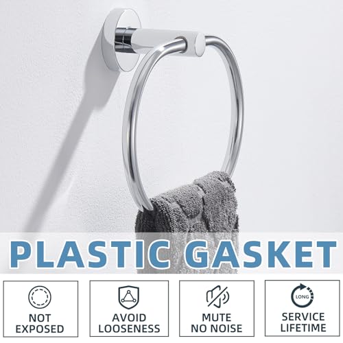 Hand Towel Ring for Bathroom, Rustproof Stainless Steel, Chrome | Flexible 180° Rotation, 7" Oval Towel Holder for Towel Storage, Quiet & Smooth Operation, Easy Towel Access, Drilling Mounted - color: Chrome