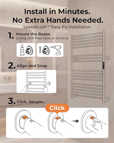 Heated Towel Rack Foldable Smart Dual-Zone APP No-Drill Brushed CA3 - color: Brushed, size: Ultra-17Bar H35.43 x W21.65