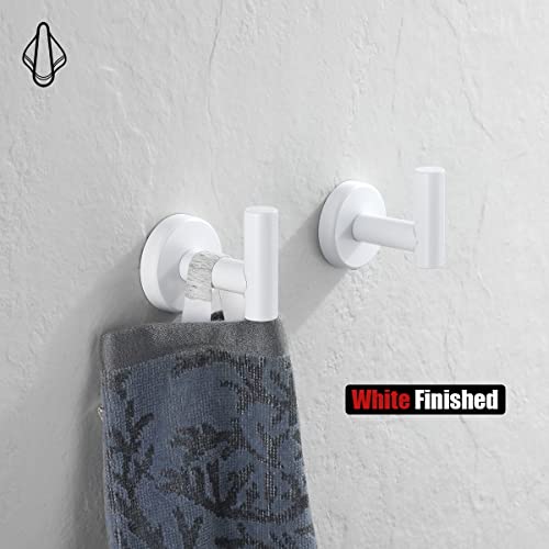 JQK Bathroom Towel Hook White, Coat Robe Clothes Hook for Bathroom Kitchen Garage Wall Mounted (2 Pack), 304 Stainless Steel 0.8mm Thicken, TH100-WH-P2 - color: White, size: 2 Pack