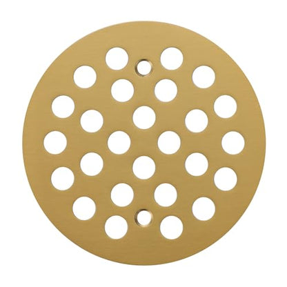 Round 4-1/4 Inch Screw-in Shower Drainer Cover Replacement 304 Stainless Steel Floor Drain Grate with Screws Brushed Golden - color: Brushed Golden