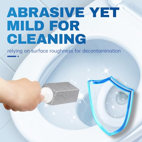 Vacplus Toilet Brush, 4 Pack, 100% Pumice Stone, Long Handle | Toilet Bowl Cleaner, Pool, Bathroom Sink, Removes Limescale Rust - color: Gray(2x Efficiency), size: 4 Count (Pack of 1)