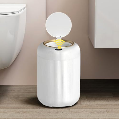 URALFA Motion Sensor Trash Can with Lid, 3 Gallon / 11 L Automatic Bathroom Trash Can, Touchless Trash Bin, Smart Plastic Garbage Can for Bedroom, Kitchen, Living Room, Office, White - color: White, style: Automatic