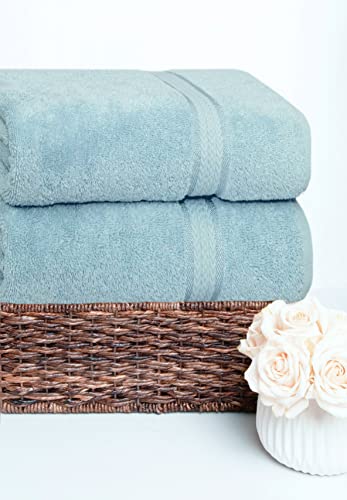 COTTON CRAFT Ultra Soft Bath Sheet - 2 Pack 100% Ringspun Cotton Towels | Oversized 35x70 inches Light Blue Bath Sheet - Absorbent 580 GSM Quick Dry Everyday Luxurious Hotel Quality Bathroom Towels - color: Light Blue, size: 2 Pack Bath Sheet