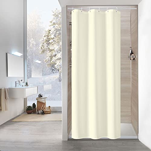 MitoVilla Small Stall Shower Curtain 36 x 72, Farmhouse Half Size Shower Curtain, Beige Fabric Narrow Shower Curtains for Bathroom Decor, 36 inch Weighted Shower Curtain Set, Cream - color: Ivory, size: 36"W x 72"L (Pack of 1)