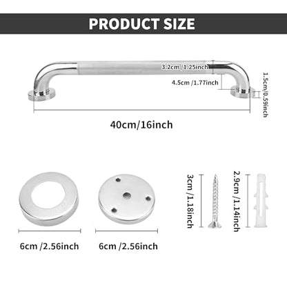 2 Pack 16 Inch Anti Slip Shower Grab Bar, 304 Stainless Steel 1.25" Diameter Anti-Slip Handicap Grab Bar, Satin Brushed Nickel Knurled - size: 16 INCH