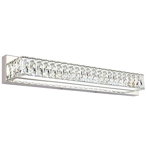 Modern Bathroom Light Fixtures Over Mirror 30 inch Crystal Chrome LED Vanity Light Bar White Light 6000K (7500-760mm) - color: Not Dimmable, size: 30 inch