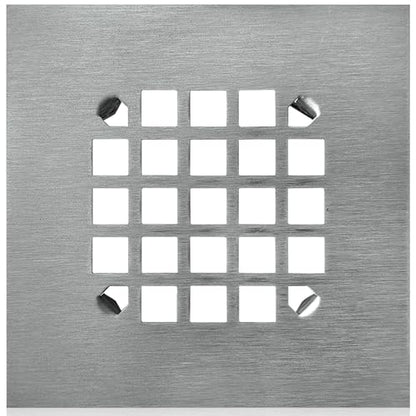 4-1/4” Square Snap-in Brushed Nickel Shower Drain - Stainless Steel Replacement - 4.25 inch Durable Floor Cover -Snap-in - Easy Installation Universal Grate Strainer - color: Brushed Stainless Steel