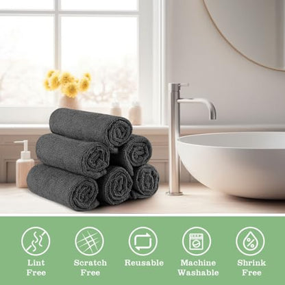 Washcloths Bulk 200 Pack Face Towels, Highly Soft Wash Cloths | Hand Towels, Fast Drying Multi-Purpose Microfiber Cleansing Cloths for Bathroom, Hotel, Spa, and Salon Grey (12" x 12") - color: Grey