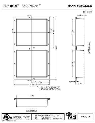 Tile Redi USA RND1614S-14 Niche Double Recessed Shower Shelf, Two Shelves, 28" H X 16" W, Black - size: 28" H X 16" W, style: 2 Shelves