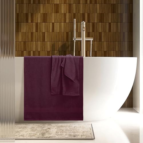 8 Piece Towel Set 100% Ring Spun Cotton, 2 Bath Towels 27x54, 2 Hand Towels 16x28 and 4 Washcloths 13x13 - Ultra Soft Highly Absorbent Machine Washable Hotel Spa Quality - Burgundy - color: Burgundy, size: 8 Piece Towel Set