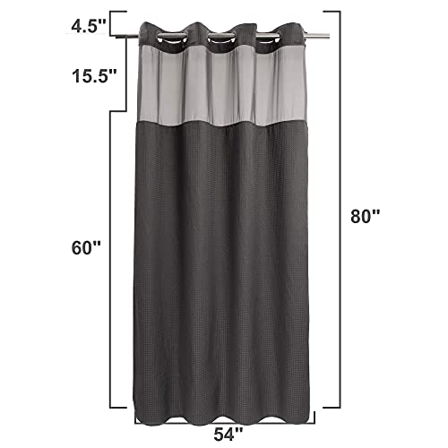 River Dream Waffle No Hook Shower Curtain with Liner,Graphite Grey,54x80 | Dotted Waffle,Snap-in Liner,Heavy Duty,Quick Dry,Mesh Top Window,With Bottom Magnets,Hotel-Grade,Washable,Stall Long Size - color: Graphite Grey, size: 54"W x 80"L (Pack of 1)