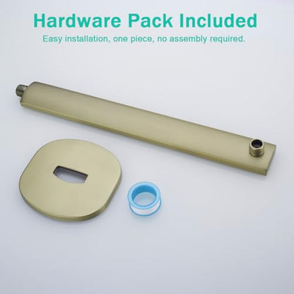 16 Inch Shower Arm with Flange,Stainless Steel Extension Extender Pipe for Fixed Rain Shower Head,Brushed Gold Extra Long High Rise Shower Head Extension Arm,SE-91119-16BG - color: Brushed Gold(91119)