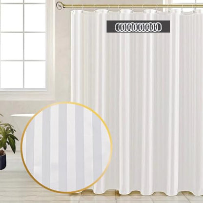 Fabric Shower Curtains - Fabric Shower Curtain Liner Washable - Hotel Quality Shower Curtains - Bathroom Shower Curtain - Cloth Shower Curtain- with 12 Hooks 72in x 72in - color: White 02