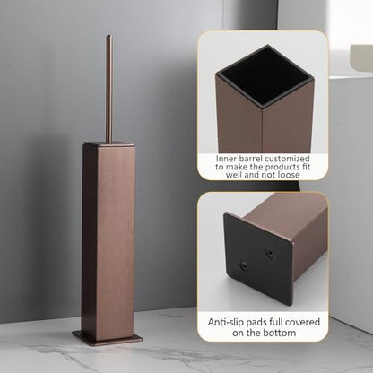 Toilet Brush and Holder Floor Standing, Brushed Rose Gold with 2 Replaceable Heads,Freestanding Toilet Bowl Brush with Removable Liner and Splash Guard, Modern Square Design - color: Rose Gold-standing