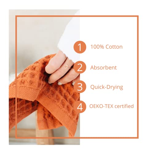 Waffle Washcloths Set, 100% Turkish Cotton (Terra) - color: Terra, size: Washcloths Set (4 Pieces)