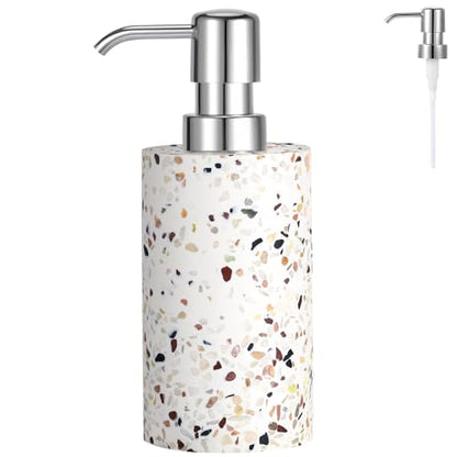 Luxspire Soap Dispenser, Cylinder-Shaped Soap Bottles, Terrazzo, 1pack | 320ml Premium resin, modern cylindrical design easy clean pump, multi-purpose liquid storage - color: Terrazzo