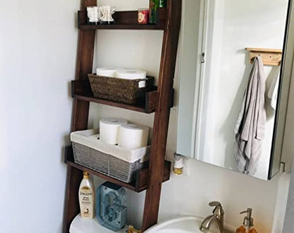 Over-the-Toilet Ladder Shelf - Space-Saving Bathroom Storage Solution (Natural)