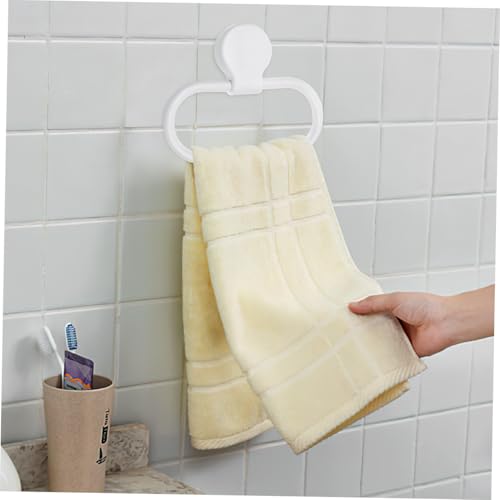 Self-Adhesive White Towel Ring Holder No Drilling Bathroom and Kitchen Wall Mount Abs Material Easy Installation for Hanging Hand Towels and Cloths