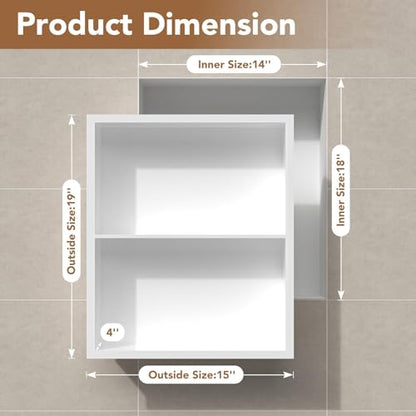 14x18 Recessed Medicine Cabinet, Bathroom Wall Cabinet, 304 Stainless Steel Recessed Wall Niche with 2-Tiers Shelves, Matte White - color: Matte White, size: 14'' x 18''