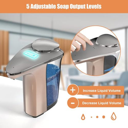 Automatic Soap Dispenser, PZOTRUF Touchless 17oz/500ml with Upgraded Infrared Sensor, 5 Adjustable Soap Dispensing Levels, Liquid Hand Soap Dispenser for Bathroom (Rose Gold) - color: Rose Gold