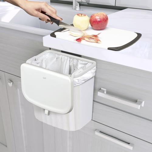 Glad Roomate Under Counter Waste Bin | Space Saving Small Trash Can for Kitchen Cabinet, Bathroom or Office | Dual Lid for Ease of Opening, 7 Liter, White - color: 7 Liter White Plastic