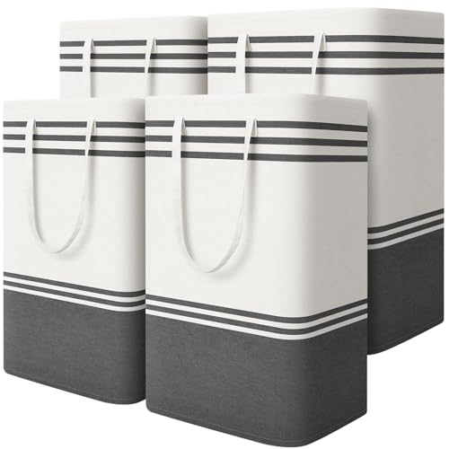 4 Pack Large Laundry Baskets, Laundry Hampers, Freestanding Waterproof Collapsible Clothes Bag with Extended & Reinforced Handles - Clothes Basket for Dorm, Bathroom, Home (75L) - size: 4 x 75L