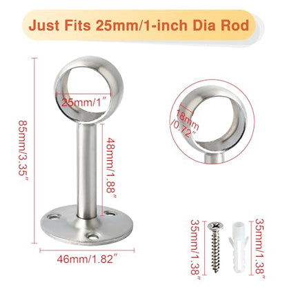 Alise Curtain Rod Holder Bracket 1''Dia,Closet Rod Holders Wall Mount,4 Pcs | Ceiling Mounted Curtain Rod Flange Brackets,Ceiling Curtain Rods Brackets,for Bathroom Curtain,Stainless Steel,Brushed - color: Brushed Nickel, size: 25mm/1-Inch Dia.