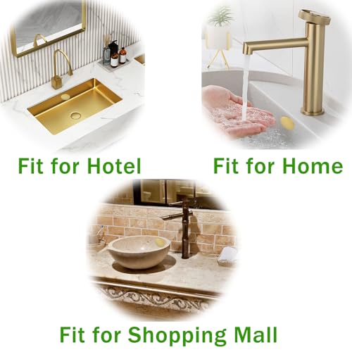 2 Pcs Bathroom Sink Overflow Cover Basin Trim Brass Insert in Hole Round Caps Brushed Nickel Vanity Ceramic Vessel Kitchen Replacement Dual Layer Insert Sink Basin Overflow Trim Ring (Gold)