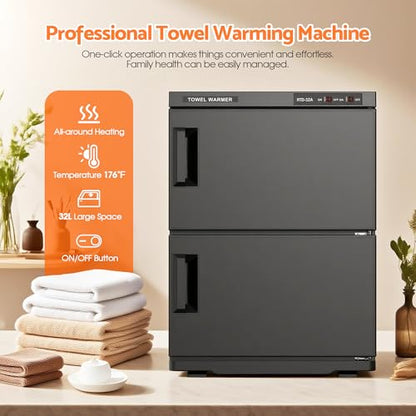 Double Hot Towel Warmer for SPA Professional Towel Heater Machine for Bathroom Salon Barber Estheticians 32L,Black