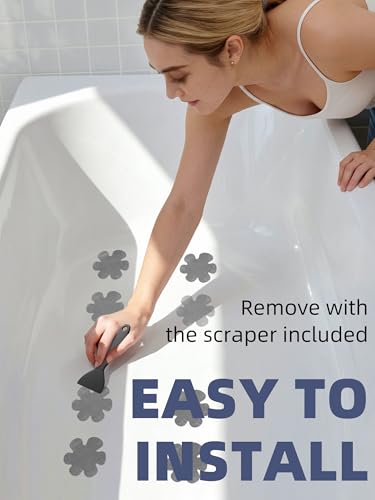 Secopad Bathtub Stickers Non-Slip, 24PCS Safety Shower Treads Adhesive Appliques with Premium Scrape (Gray) - color: Grey