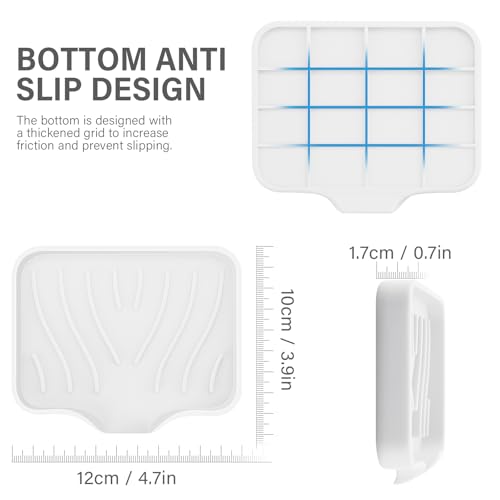 2PCS Self Draining Soap Holder,Spofit Silicone Soap Dish, Suitable for for Kitchen, Bathroom, Shower, Bath Tub,Soap Container (White) - color: White