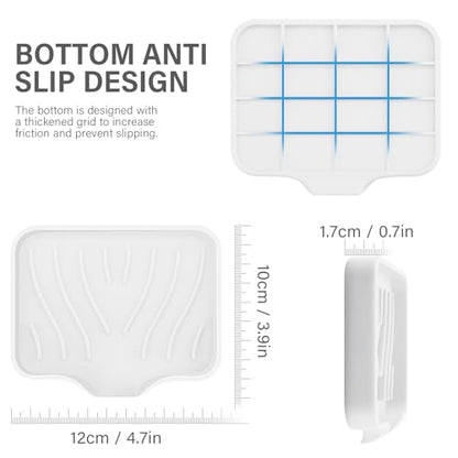 2PCS Self Draining Soap Holder,Spofit Silicone Soap Dish, Suitable for for Kitchen, Bathroom, Shower, Bath Tub,Soap Container (White) - color: White