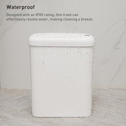 EKO Small Automatic Trash Can Starter Set - Includes 2.6 Gallon Slim Touchless Bathroom Garbage Bin Plus 80-Count of 2.6 Gallon Extra-Strong Drawstring Small Trash Bags