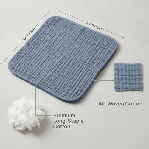 Muslin Burp Cloths 100% Baby Washcloths Cotton Soft and Absorbent Baby Wash Cloths Spit Up Burp Rags - Baby Burping Cloth for Boy Girl Registry Search - color: Blue-10pack-binding