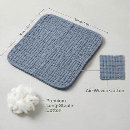 Muslin Burp Cloths 100% Baby Washcloths Cotton Soft and Absorbent Baby Wash Cloths Spit Up Burp Rags - Baby Burping Cloth for Boy Girl Registry Search - color: Blue-10pack-binding