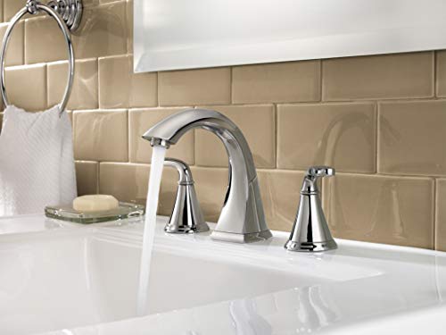 Pfister Pasadena 8 in Widespread Bathroom Sink Faucet 3 Hole Double Handle Polished Chrome Vanity Faucet with Push & Seal Drain and Pfast Connect Technology LF049PDCC - color: Polished Chrome