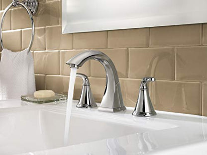 Pfister Pasadena 8 in Widespread Bathroom Sink Faucet 3 Hole Double Handle Polished Chrome Vanity Faucet with Push & Seal Drain and Pfast Connect Technology LF049PDCC - color: Polished Chrome
